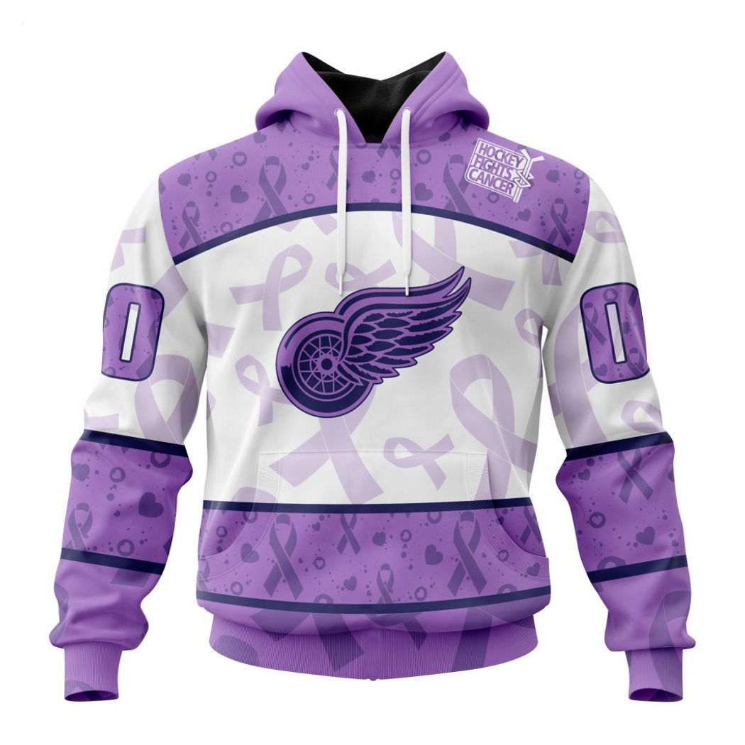 Personalized NHL Detroit Red Wings Special Lavender - Fight Cancer T-Shirt