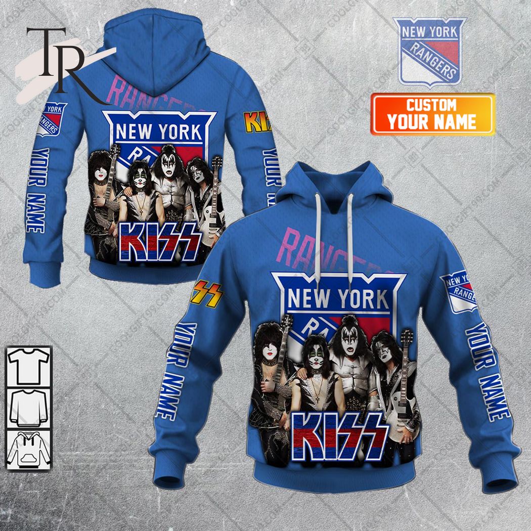 Personalized NHL New York Rangers x Kiss Band V2 Style Hoodie 3D