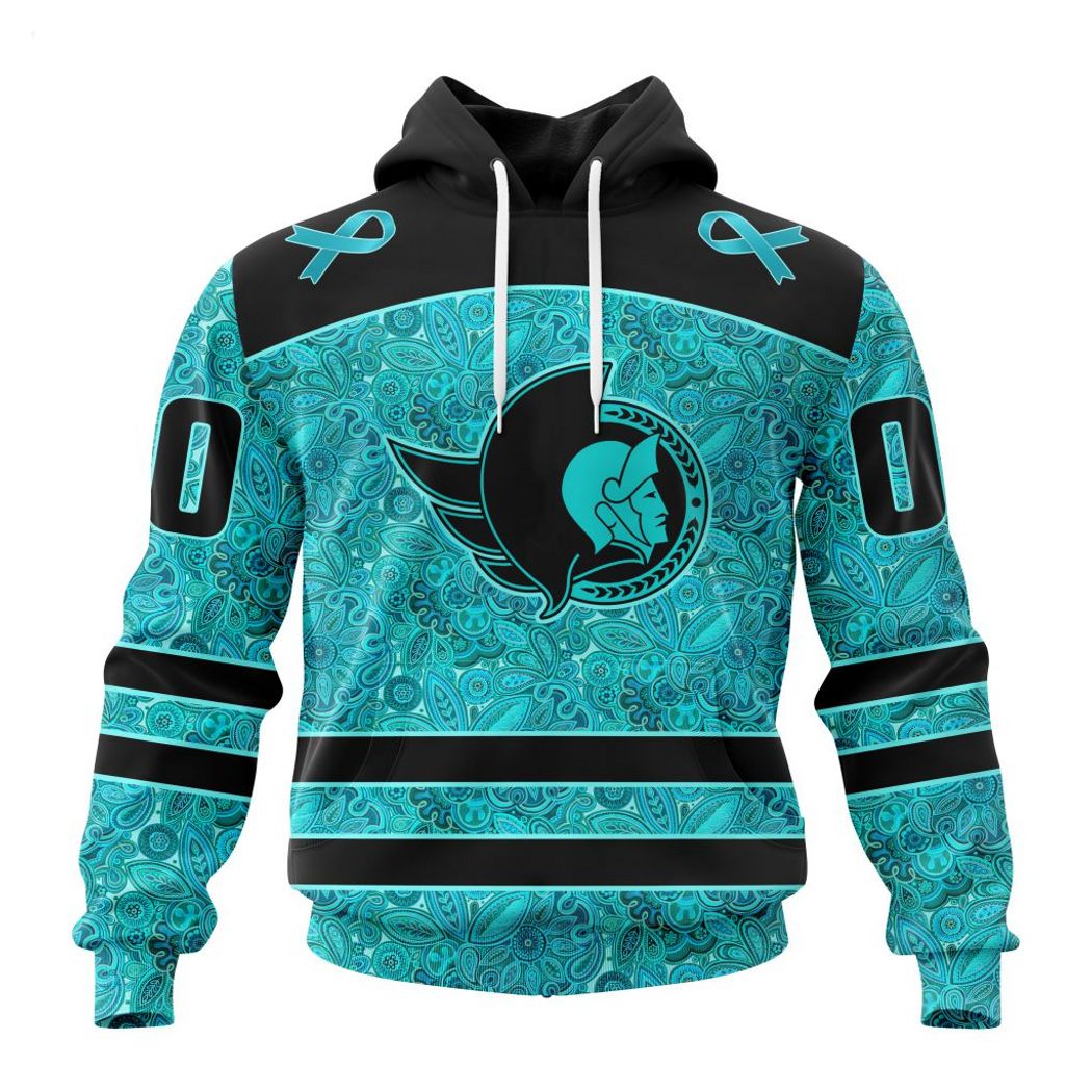 Personalized NHL Ottawa Senators Special Design Fight Ovarian Cancer Hoodie