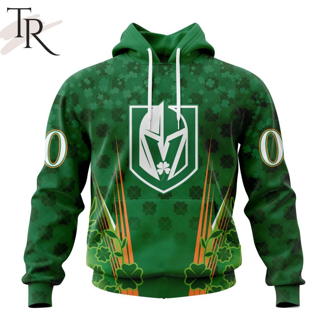 Personalized NHL Vegas Golden Knights Full Green Design For St. Patrick's Day Hoodie