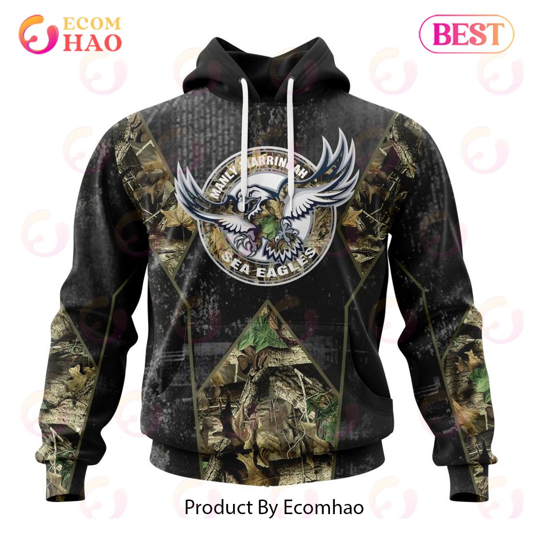 Personalized NRL Manly Warringah Sea Eagles Special Camo Hunting Design 3D Hoodie