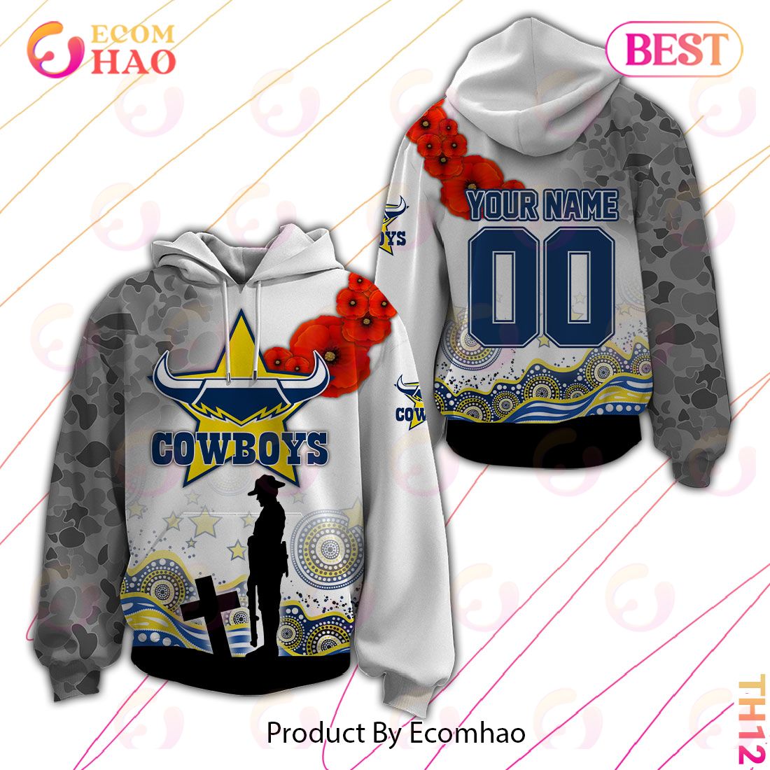 Personalized NRL North Queensland Cowboys Specialized Design With Anzac Day 3D Hoodie