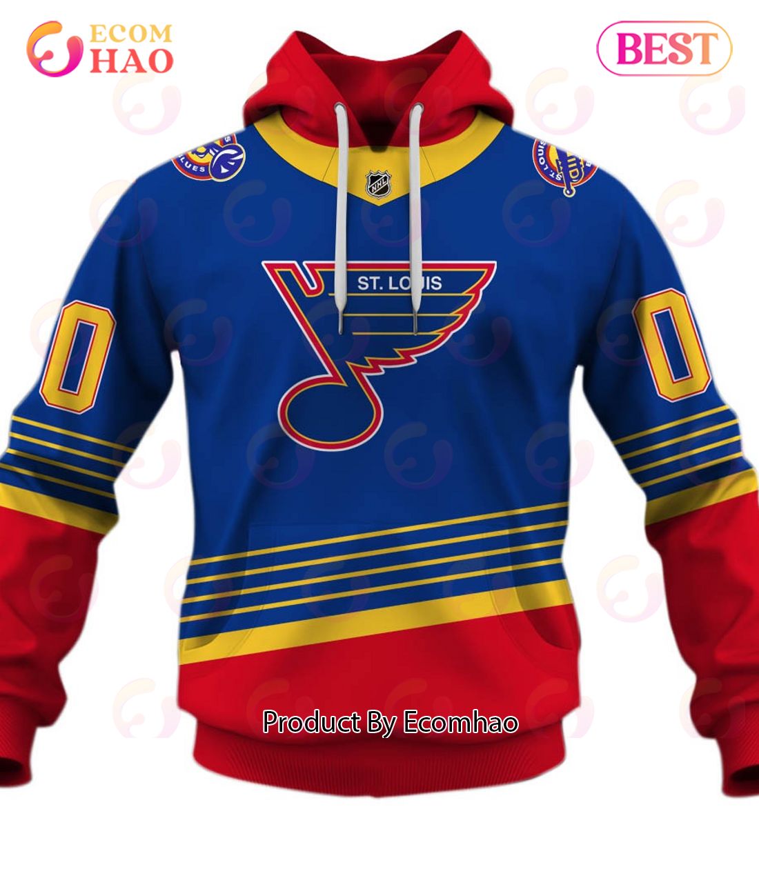 Personalized St. Louis Blues Throwback Vintage NHL Hockey Away Jersey 3D Hoodie