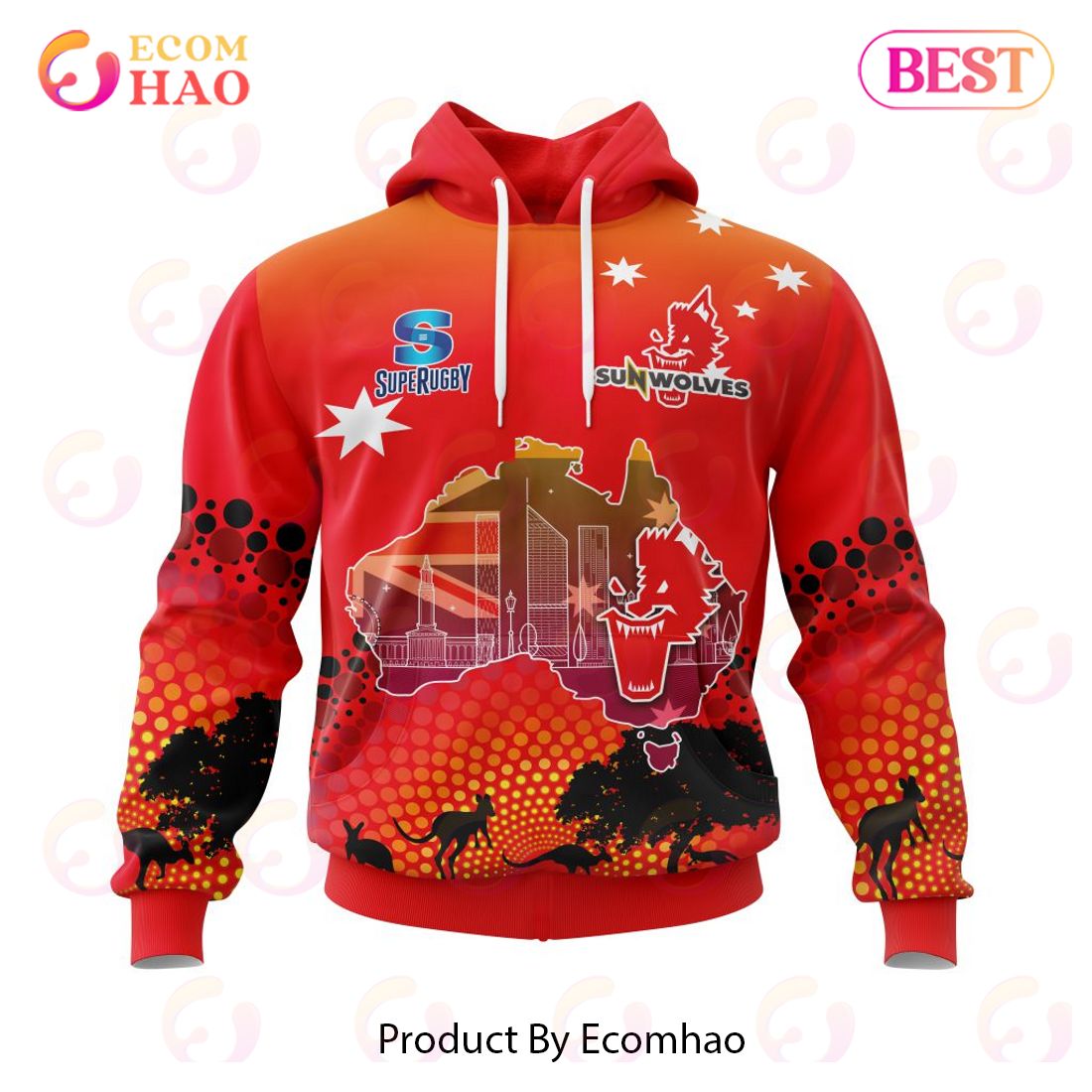 SUNWOLVES SUPER RUGBY Specialized Concepts For Australia's Day Kits 3D Hoodie