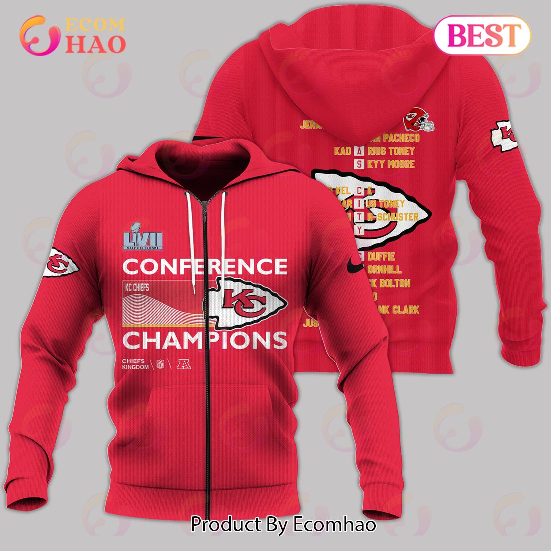 Super Bowl LVII Conference Kansas City Chiefs AFC Championship Apparel Red 3D Hoodie