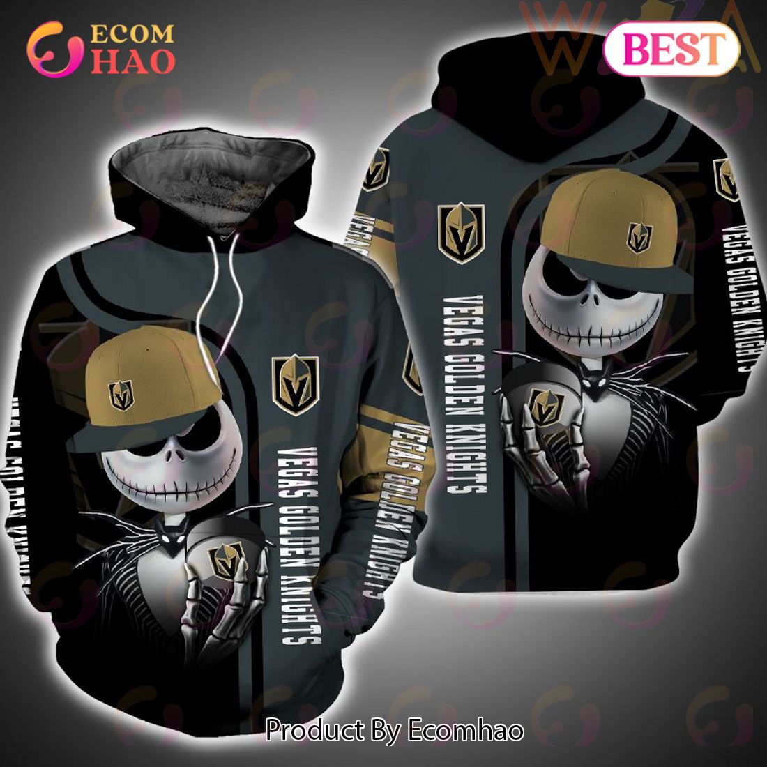 Vegas Golden Knights And Jack Skellington 3D Hoodie