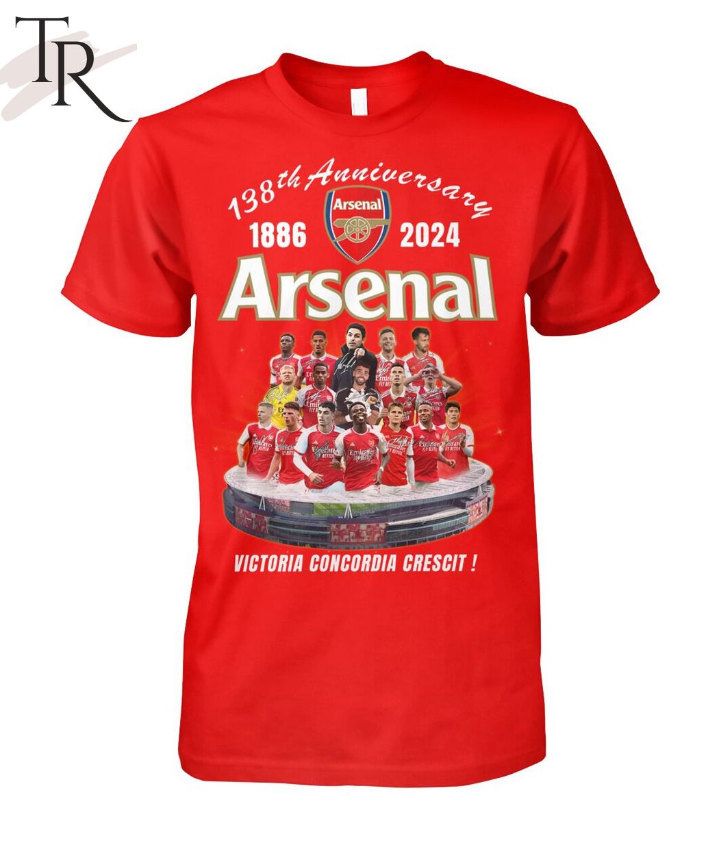 138th Anniversary 1886 - 2024 Arsenal Victoria Concordia Crescit T-Shirt