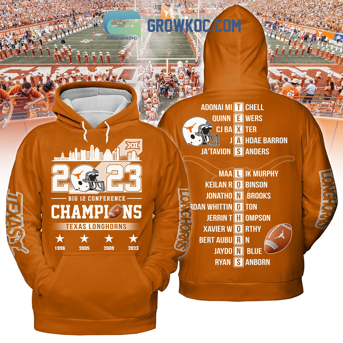2023 Texas Longhorns Big 12 City Horizon Orange Design Hoodie Shirts