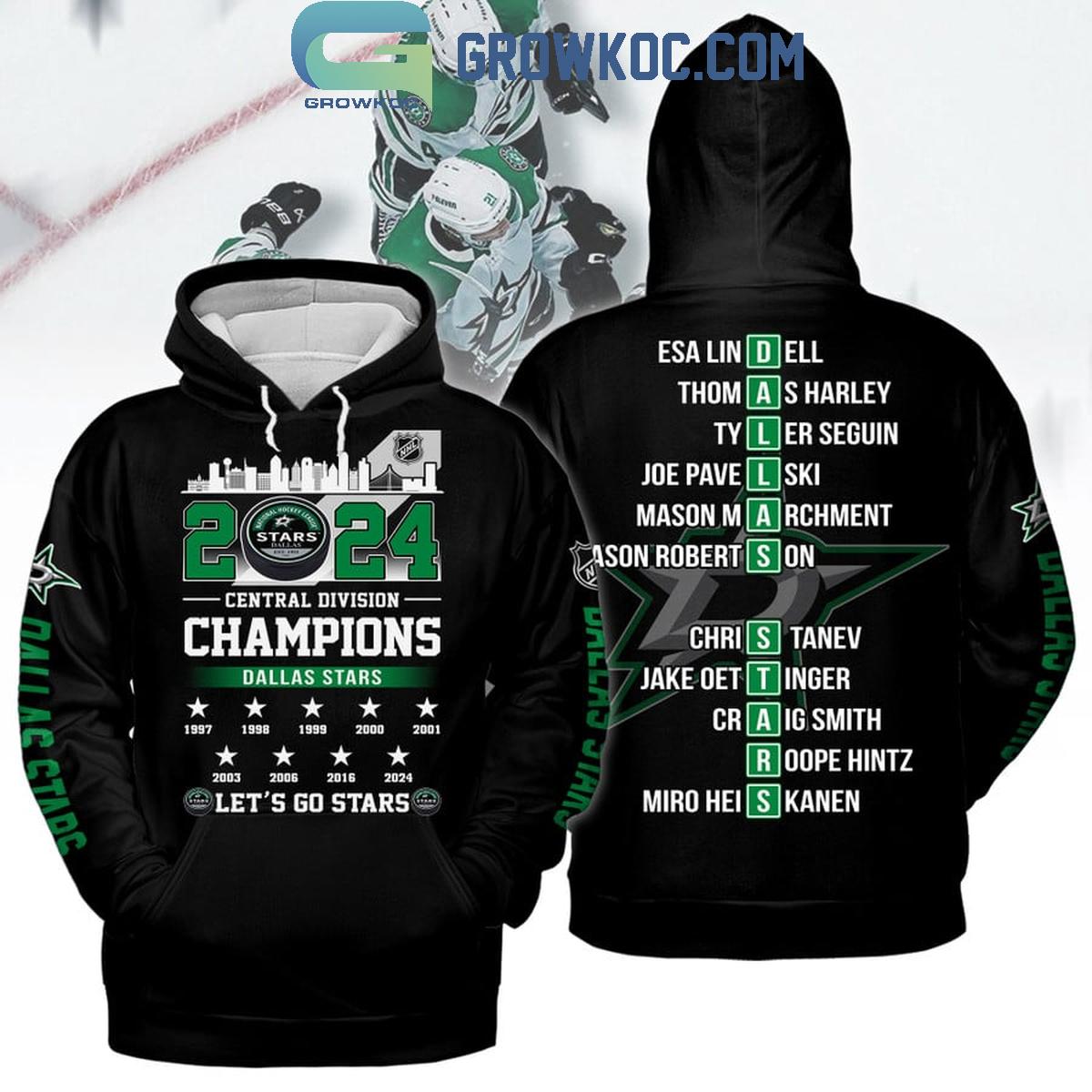 2024 Dallas Stars Central Division Champions Let's Go Stars Black Hoodie Shirts