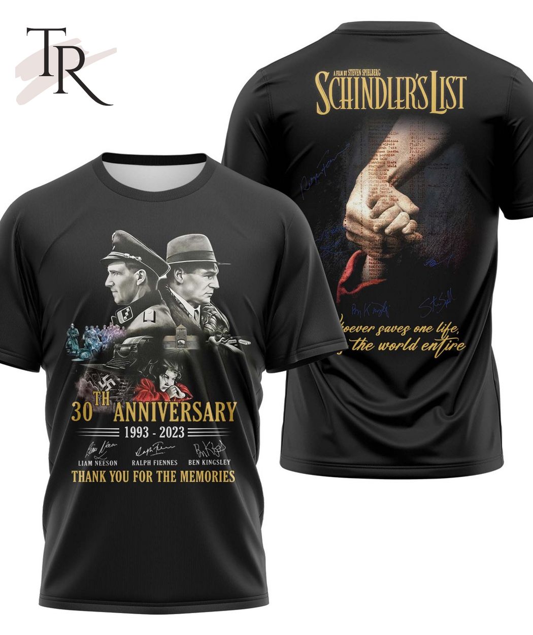 30th Anniversary 1993 - 2023 Schindler's List Thank You For The Memories T-Shirt