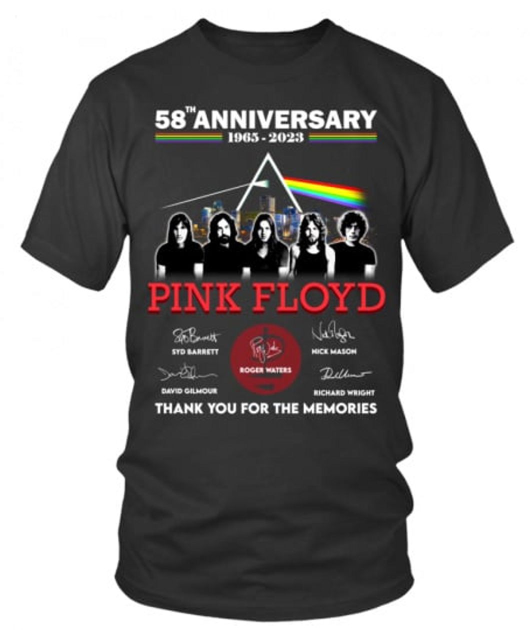58th Anniversary 1965 - 2023 Pink Ployd Thank You For The Memories T-Shirt - Limited Edition