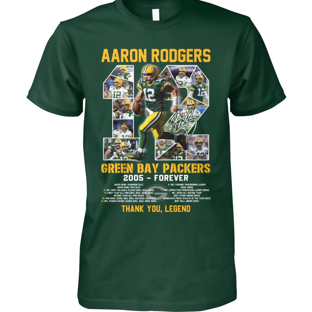 Aaron Rodgers 12 Green Bay Packers 2005 - Forever Thank You Legend T-Shirt - Limited Edition