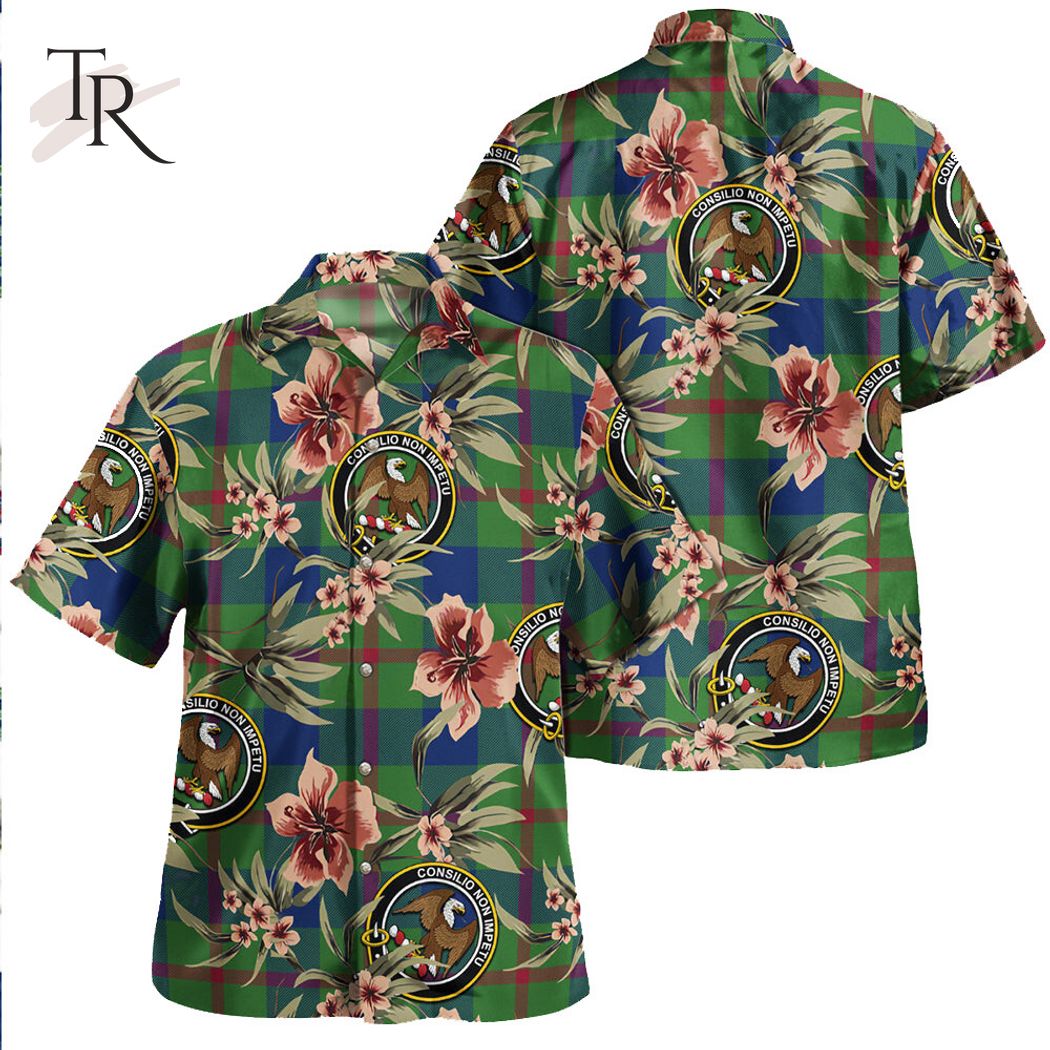 Agnew MacAgnew Modern Clan Tartan Crest Badge Aloha Hawaiian Shirt Tropical Old Style