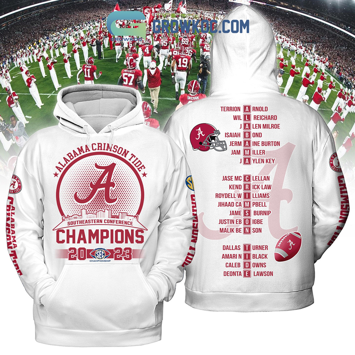 Alabama Crimson Tide 2023 Southeastern Conference Champions Hoodie Shirts White Version