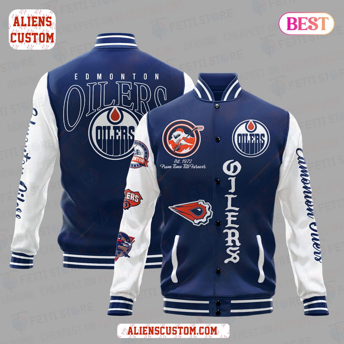 Alienscustom - BEST Edmonton Oilers National Hockey League Varsity Jacket