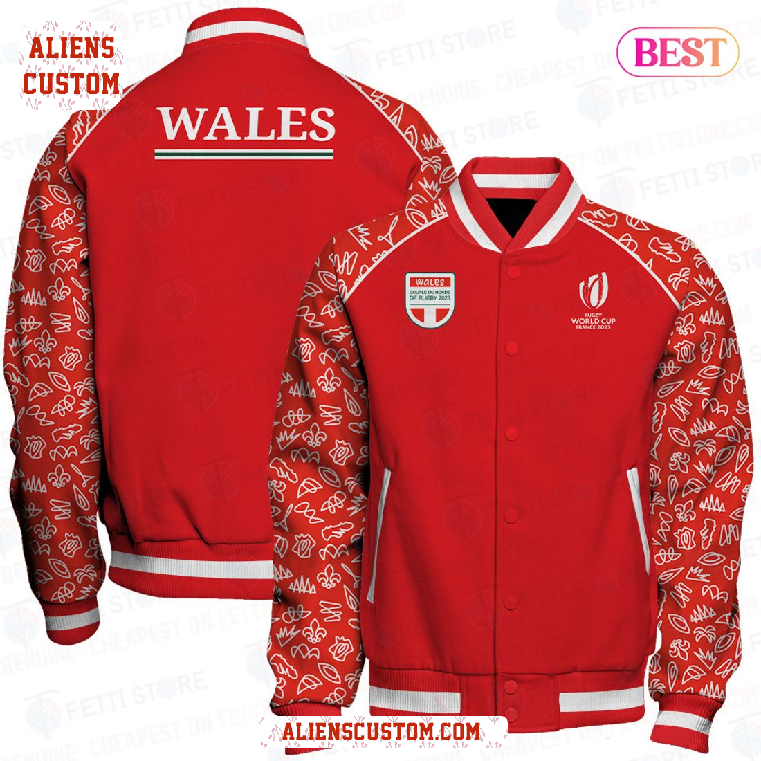 Alienscustom - BEST Wales National Rugby Union Team Varsity Jacket