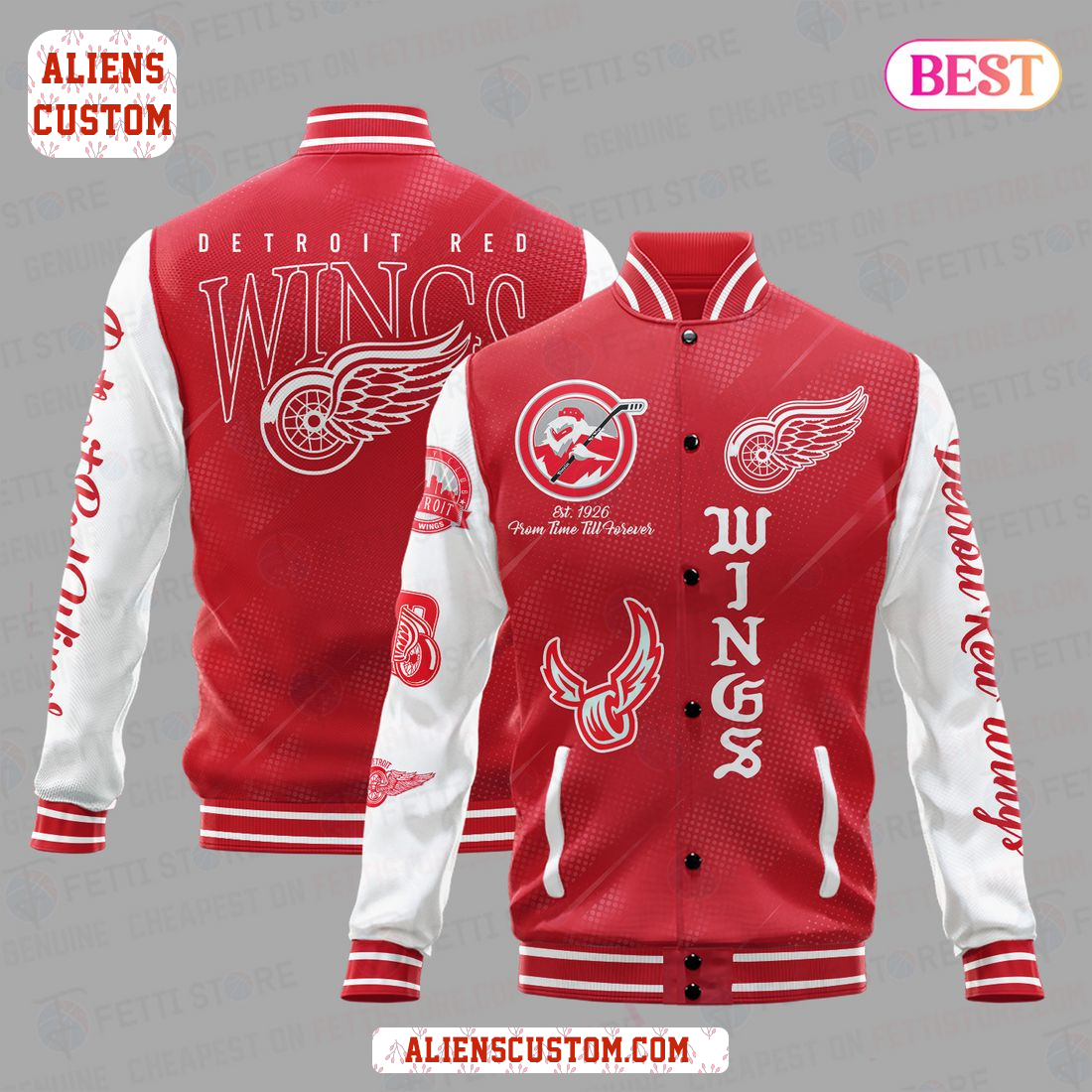 Alienscustom -Detroit Red Wings National Hockey League Varsity Jacket