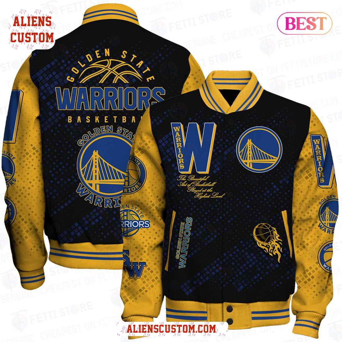 Alienscustom -Golden State Warriors National Basketball Association Varsity Jacket