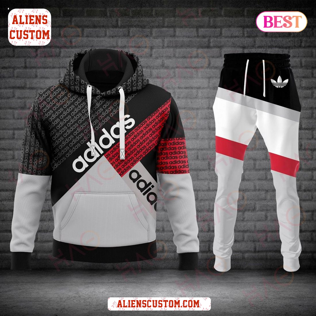 Alienscustom - HOT Adidas Ptinting Logo Hoodie And Pants POD Design