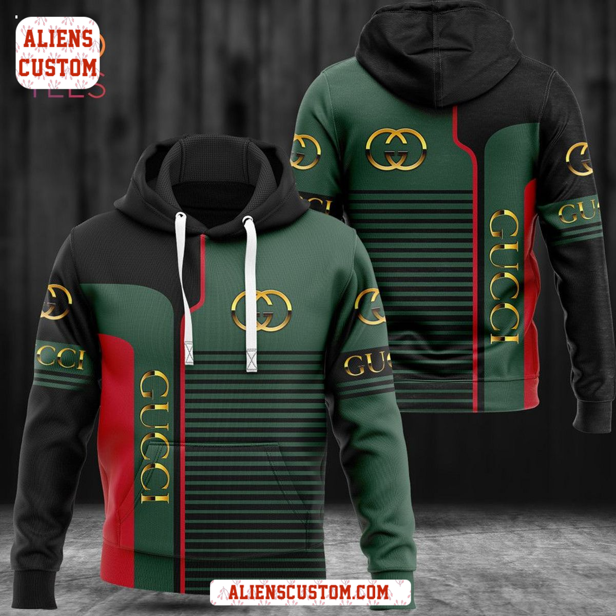 Alienscustom - HOT Gucci Black Green Red Hoodie Pants Pod Design