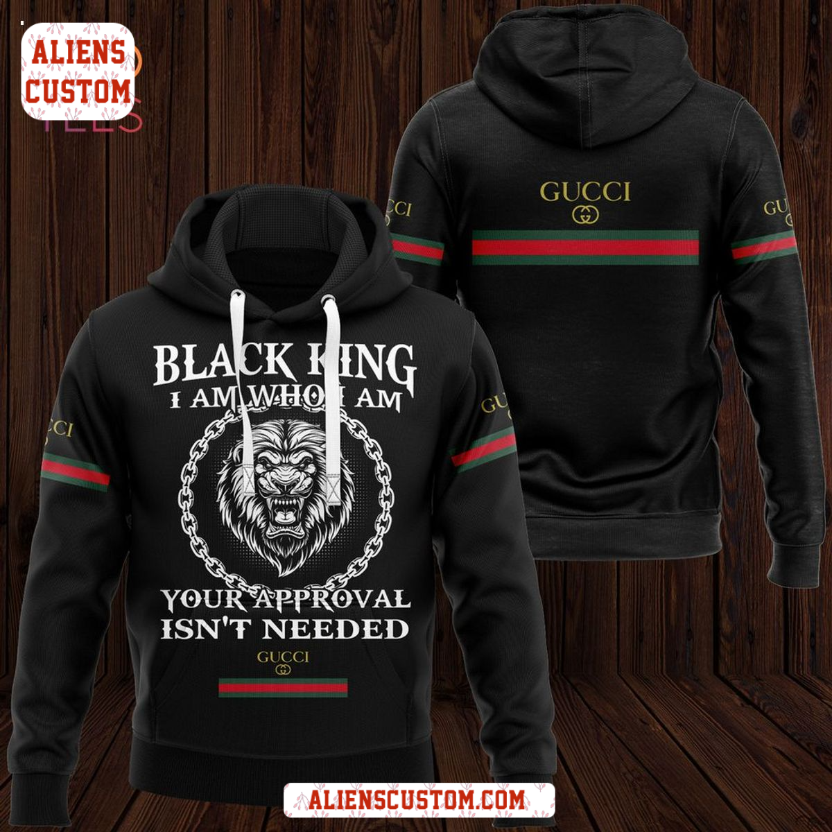 Alienscustom - HOT Gucci Black King Luxury Brand Hoodie Pants