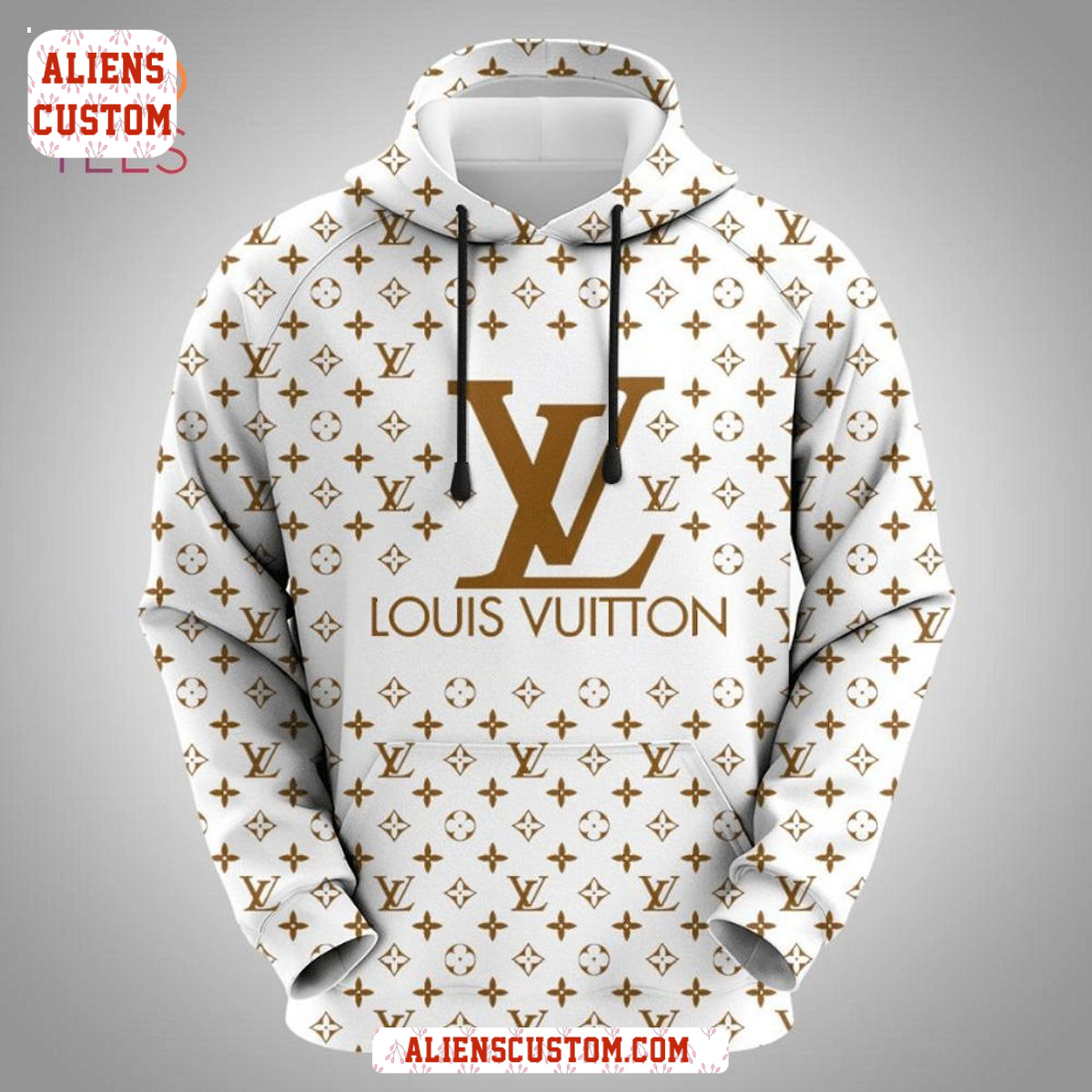 Alienscustom - HOT Louis Vuitton White Brown Luxury Brand Hoodie Pants