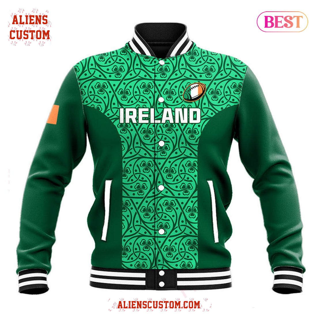 Alienscustom - HOT TREND Personalised Ireland Rugby 2023 Celtic Cross Mix Varsity Jacket
