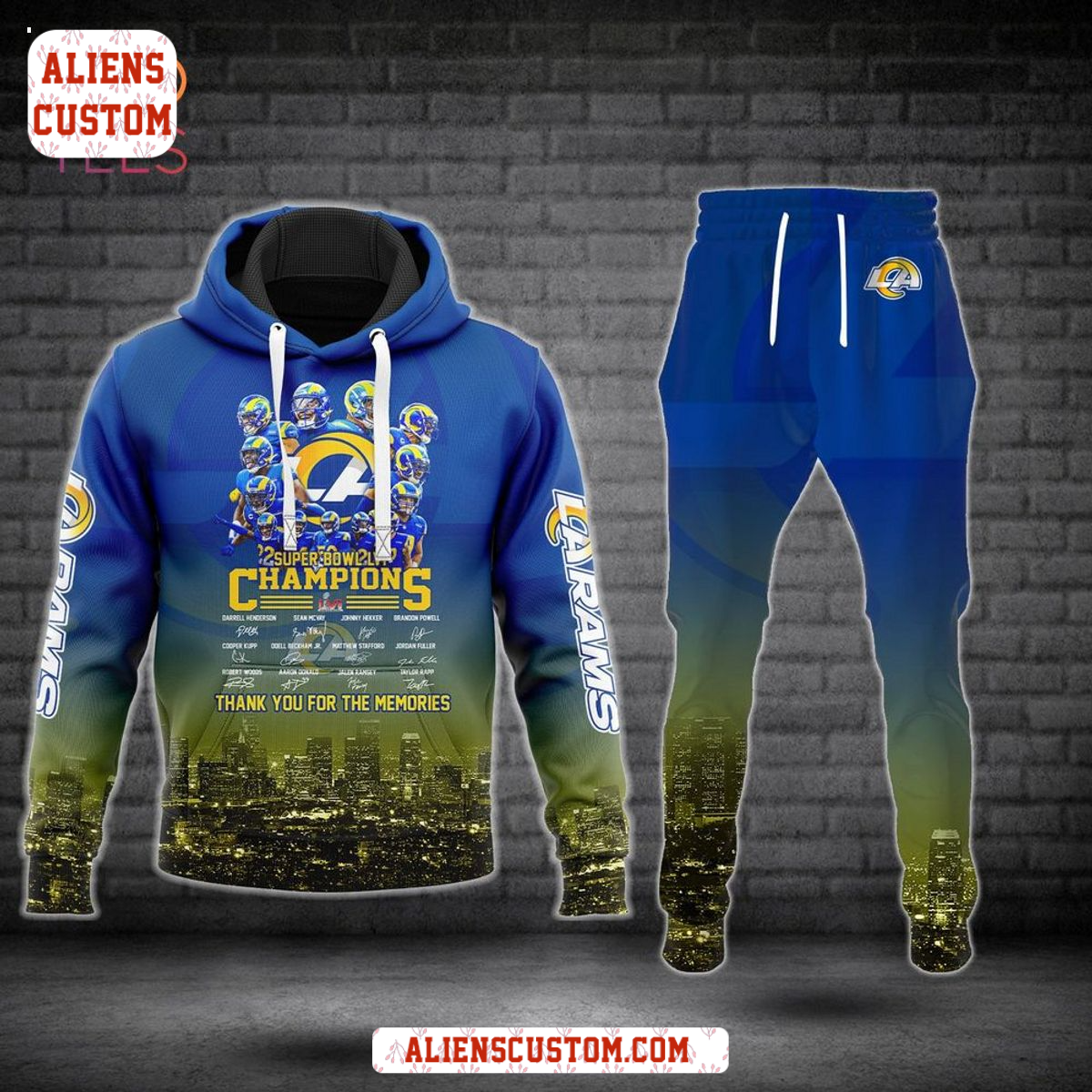 Alienscustom -LARAMS Blue 3D Hoodie And Pants