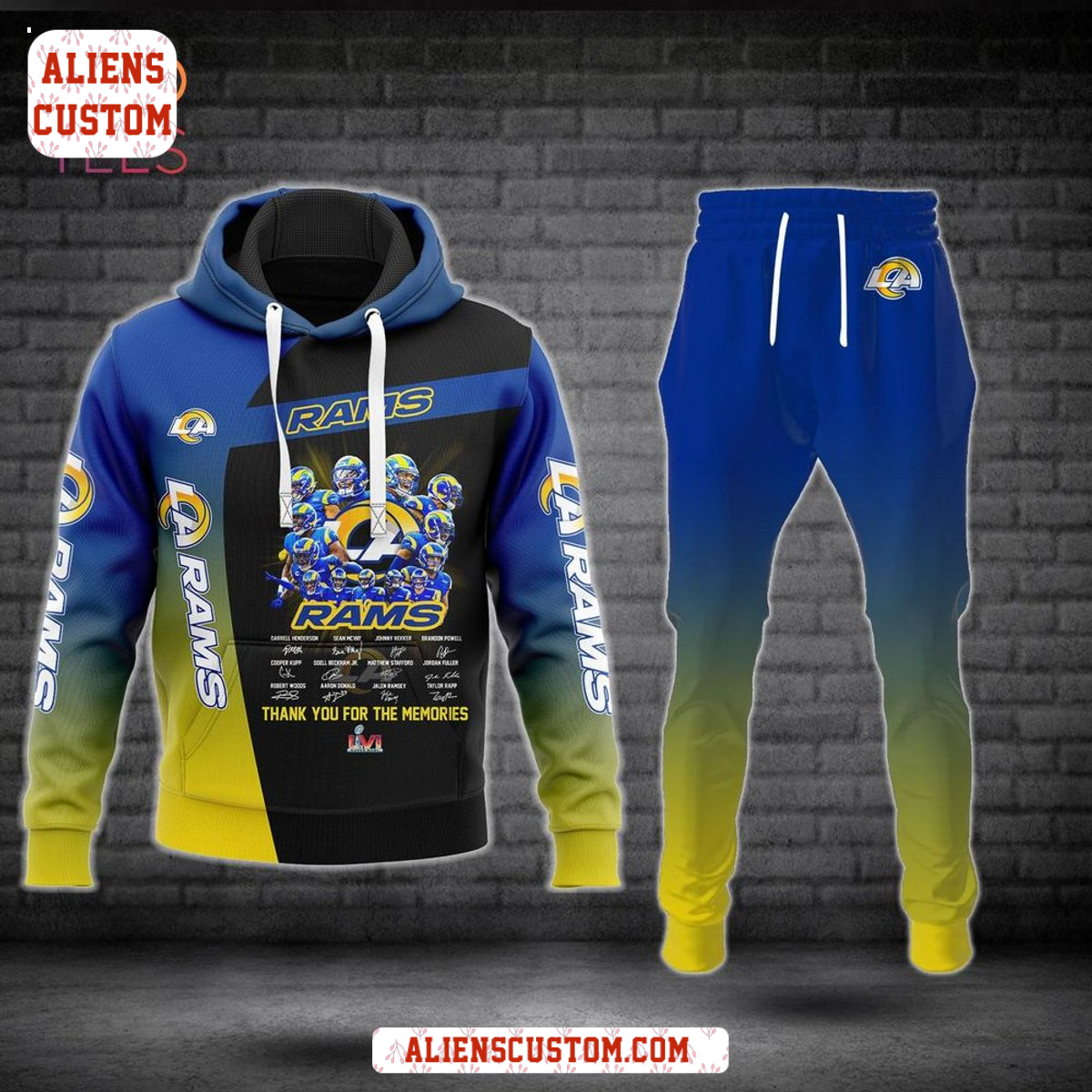 Alienscustom -LARAMS Blue 3D Hoodie And Pants Pod Design