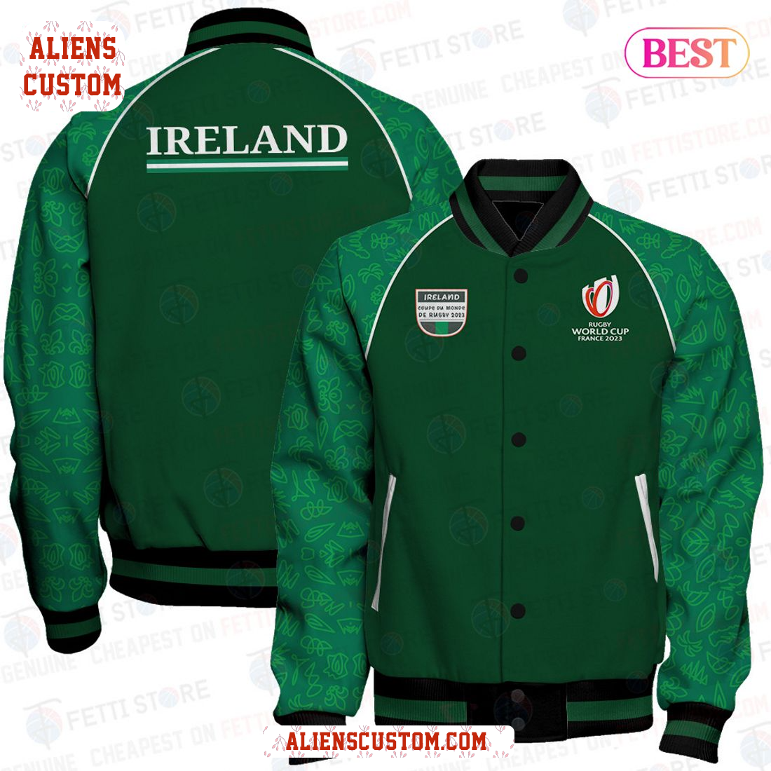Alienscustom - LIMITED Ireland Rugby World Cup France 2023 Varsity Jacket