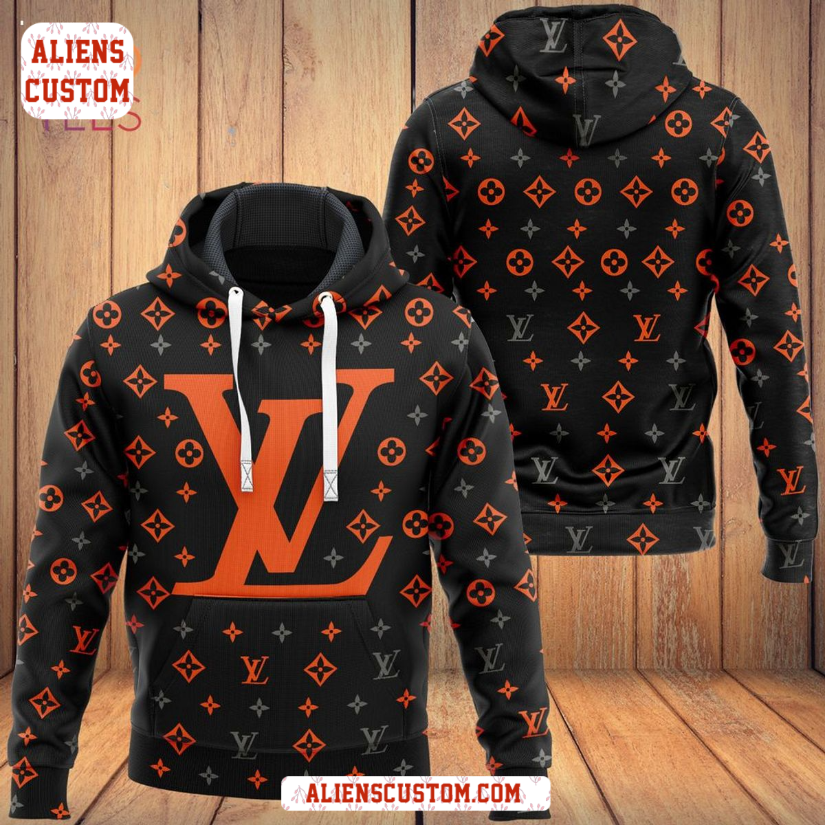 Alienscustom -Louis Vuitton Black Orange Luxury Brand Hoodie Pants