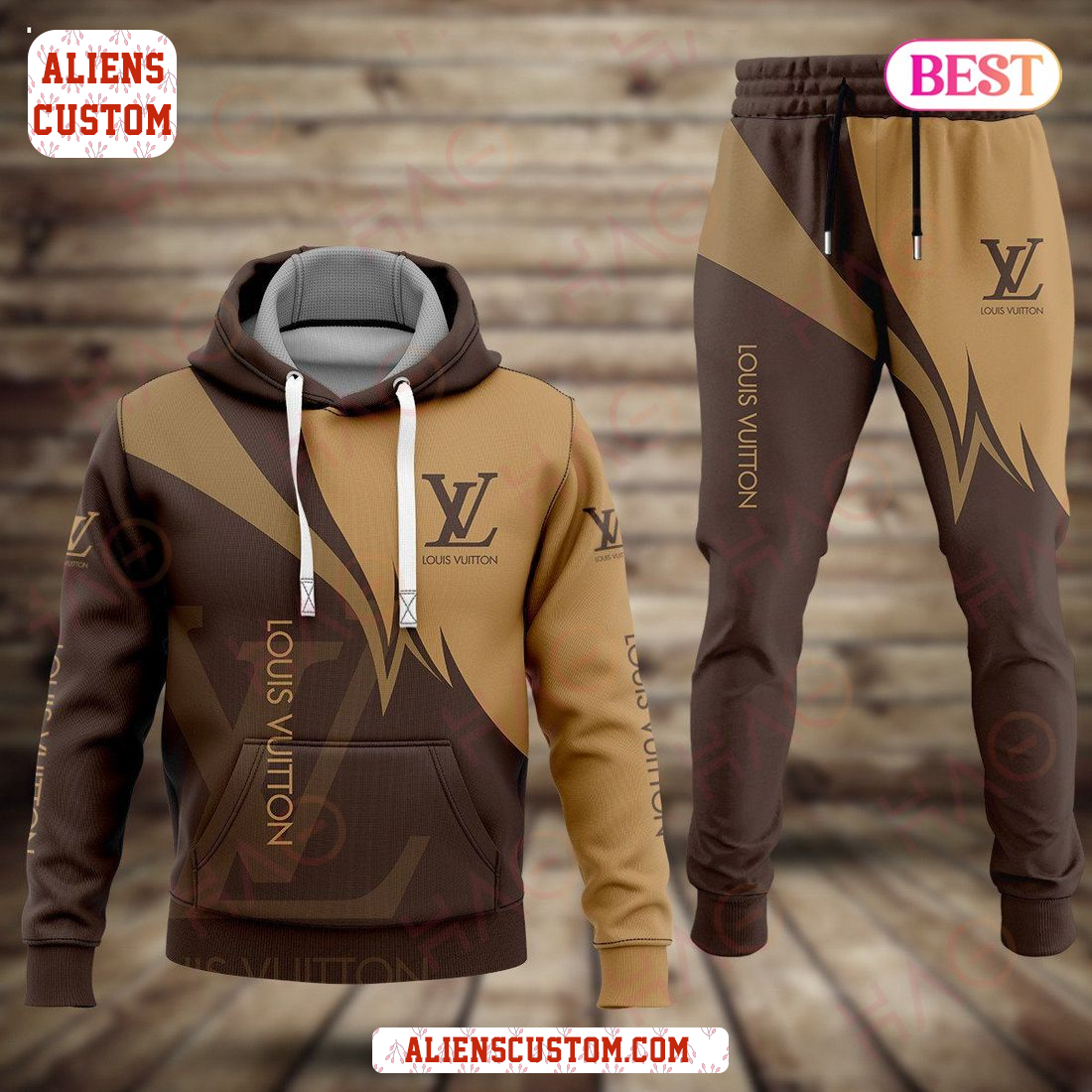 Alienscustom - Louis Vuitton Brown Color Luxury Brand Hoodie And Pants