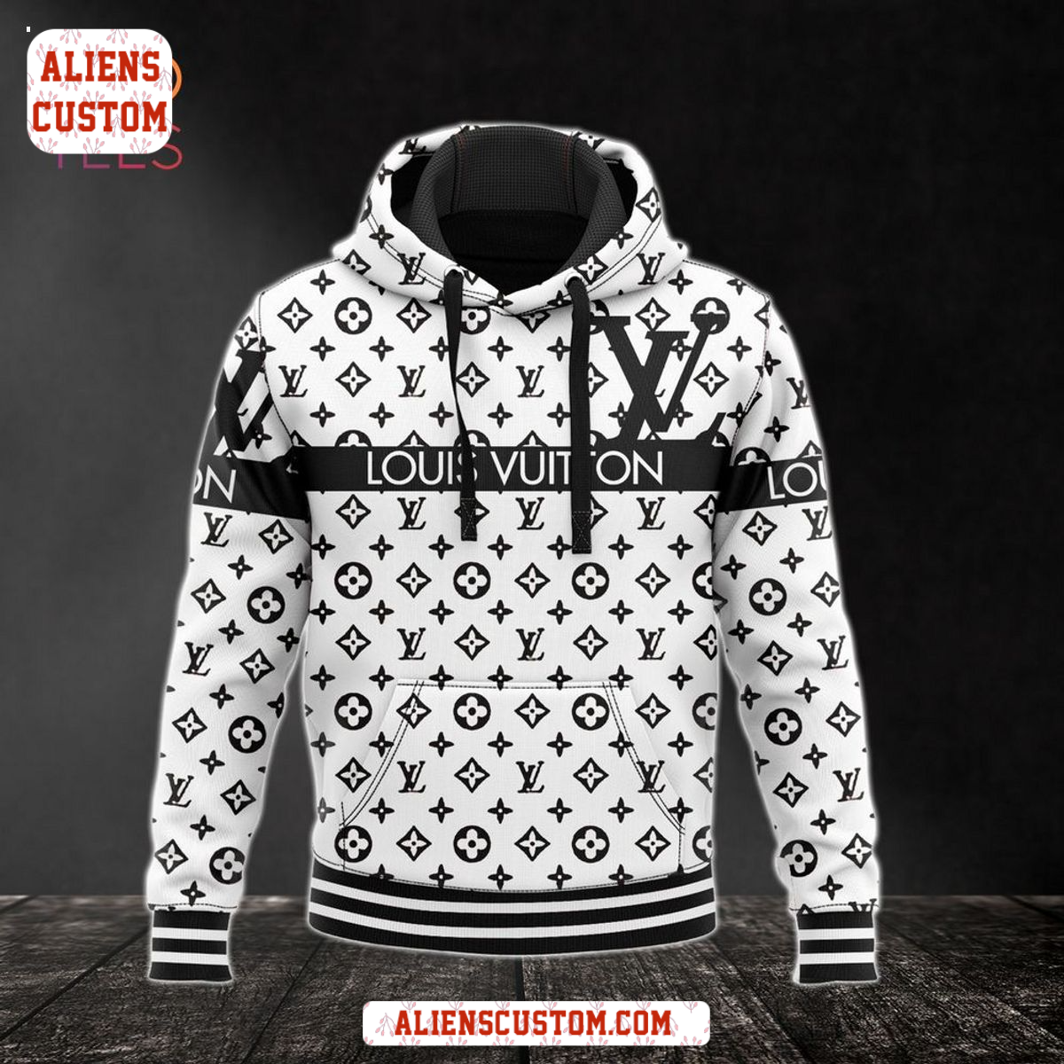 Alienscustom - Louis Vuitton White Black Hoodie Pants