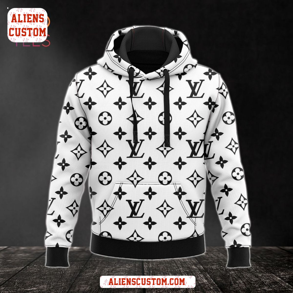 Alienscustom - Louis Vuitton White Black Luxury Brand Hoodie Pants