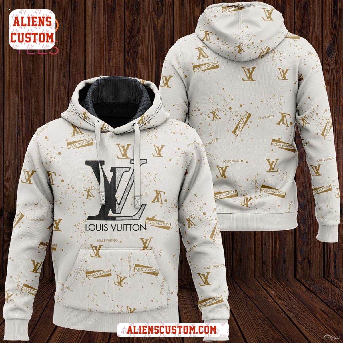 Alienscustom - Louis Vuitton White Gold Hoodie Pants