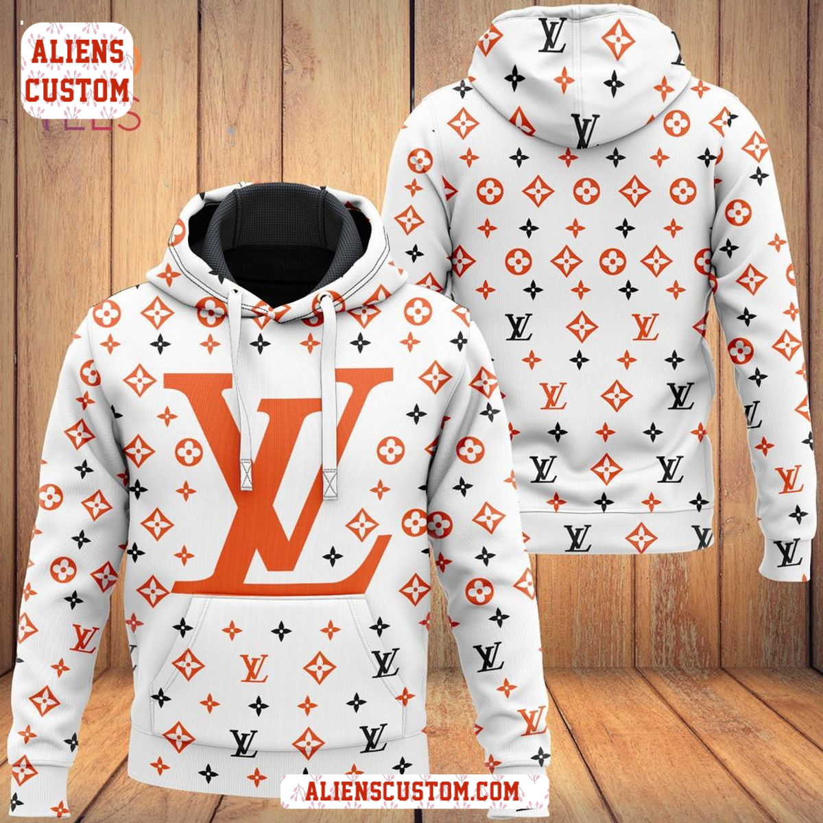 Alienscustom -Louis Vuitton White Orange Luxury Brand Hoodie Pants