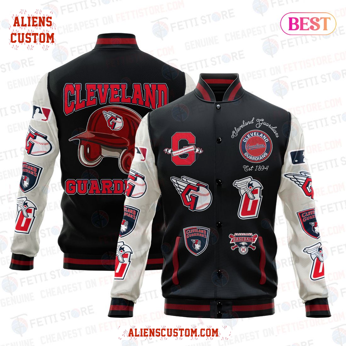 Alienscustom - NEW Cleveland Guardians Major League Baseball AOP Varsity Jacket