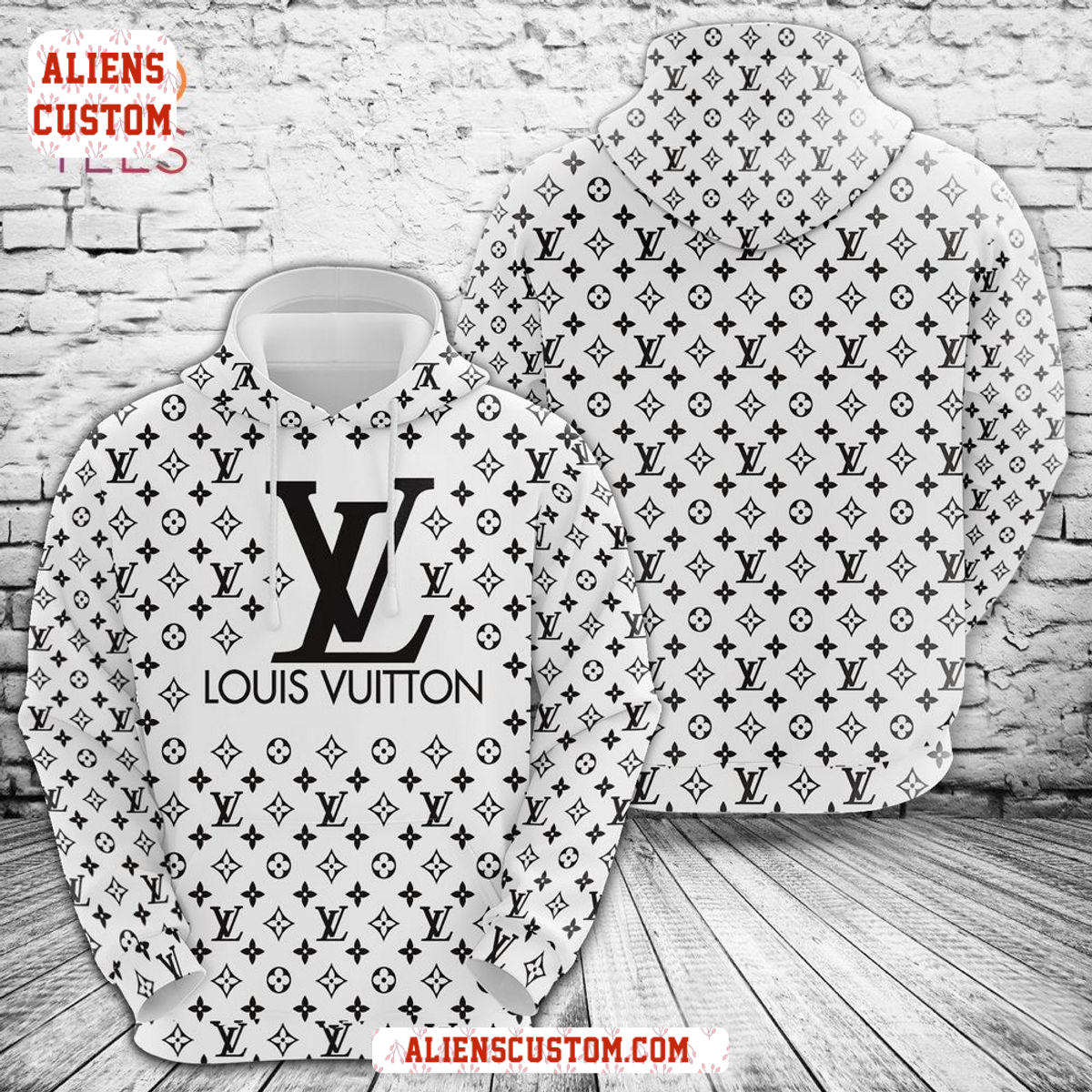 Alienscustom - NEW Louis Vuitton Black White Luxury Brand Hoodie Pants