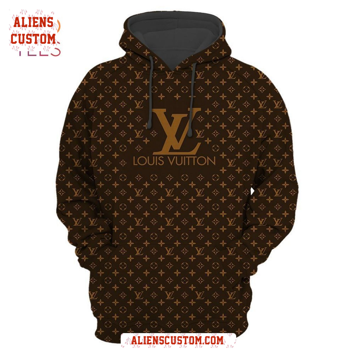 Alienscustom - NEW Louis Vuitton Luxury French Fashion Brown Hoodie Pants