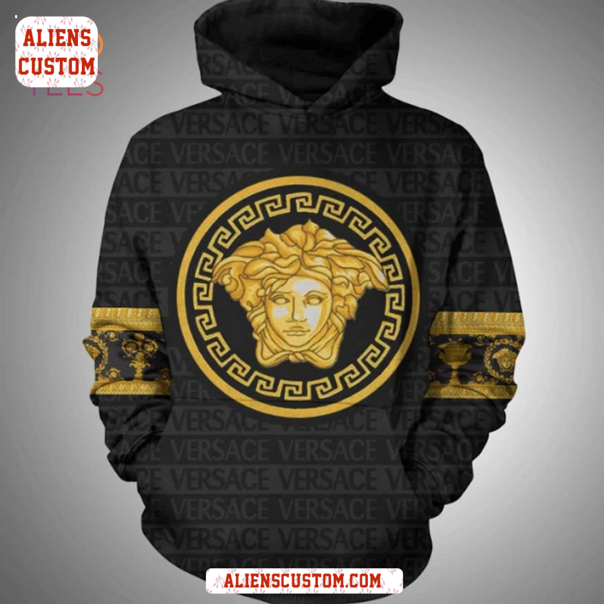 Alienscustom - NEW Versace Black Gold Luxury French Fashion Hoodie Pants