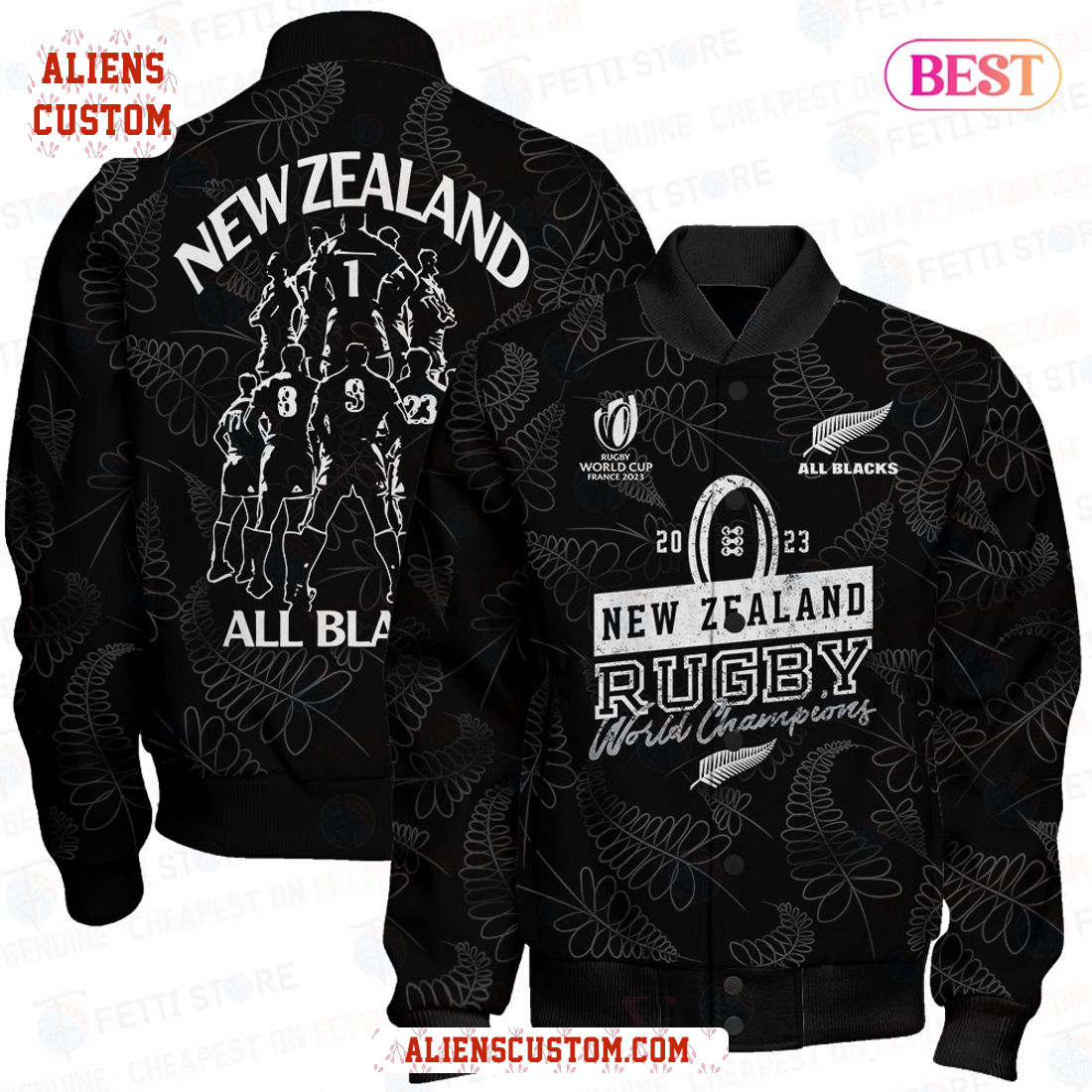Alienscustom - New Zealand All Blacks Rugby World Cup 2023 New Design Varsity Jacket