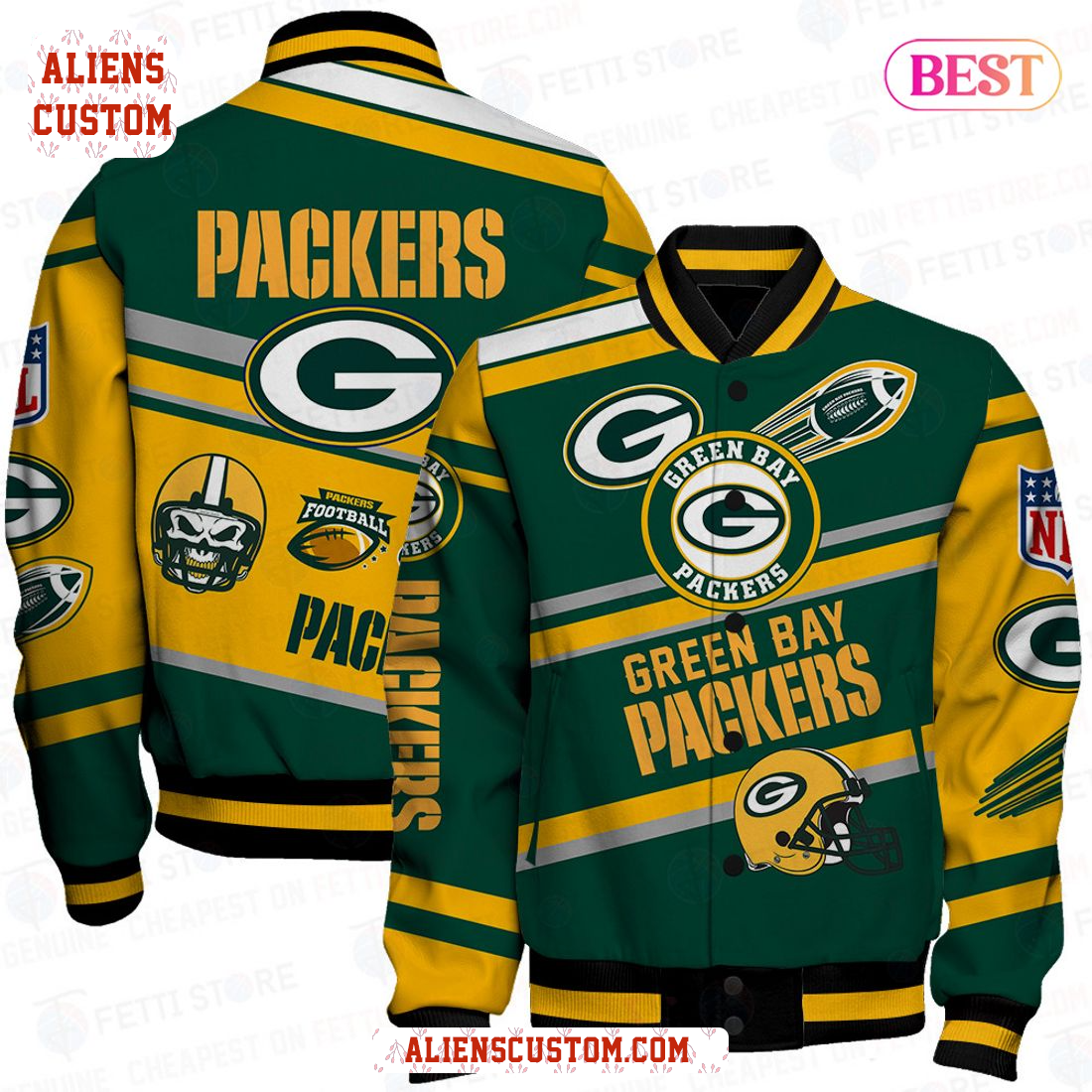 Alienscustom - PREMIUM Green Bay Packers American Football League Pattern Varsity Jacket