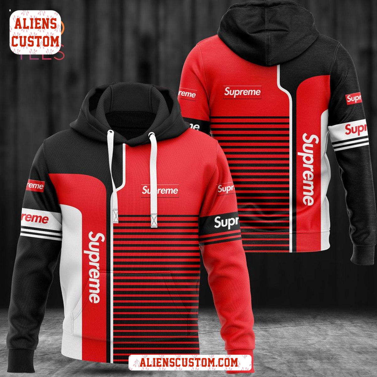 Alienscustom -Supreme Black White Red Luxury Brand Hoodie Pants