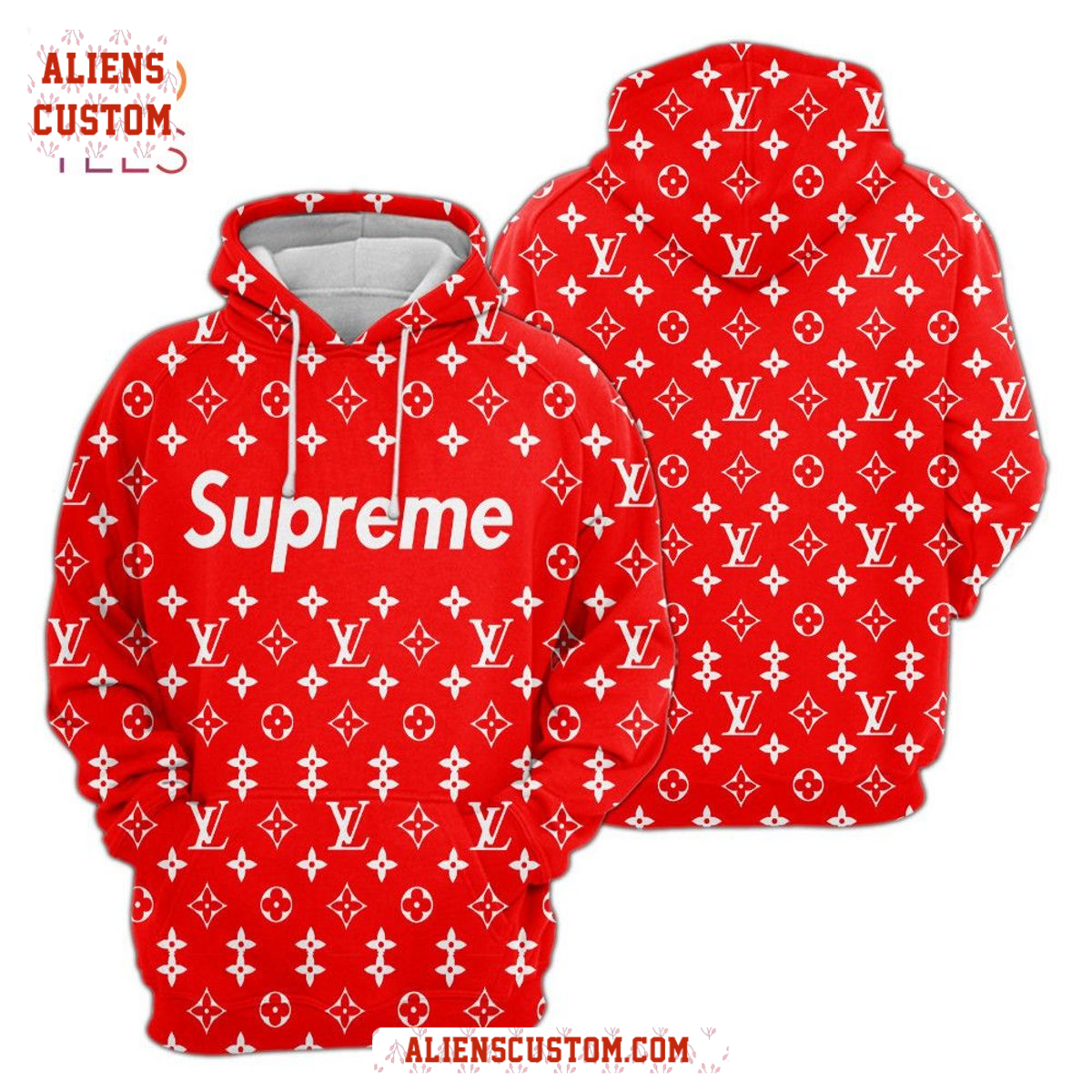 Alienscustom -Supreme Red Luxury Brand Hoodie Pants