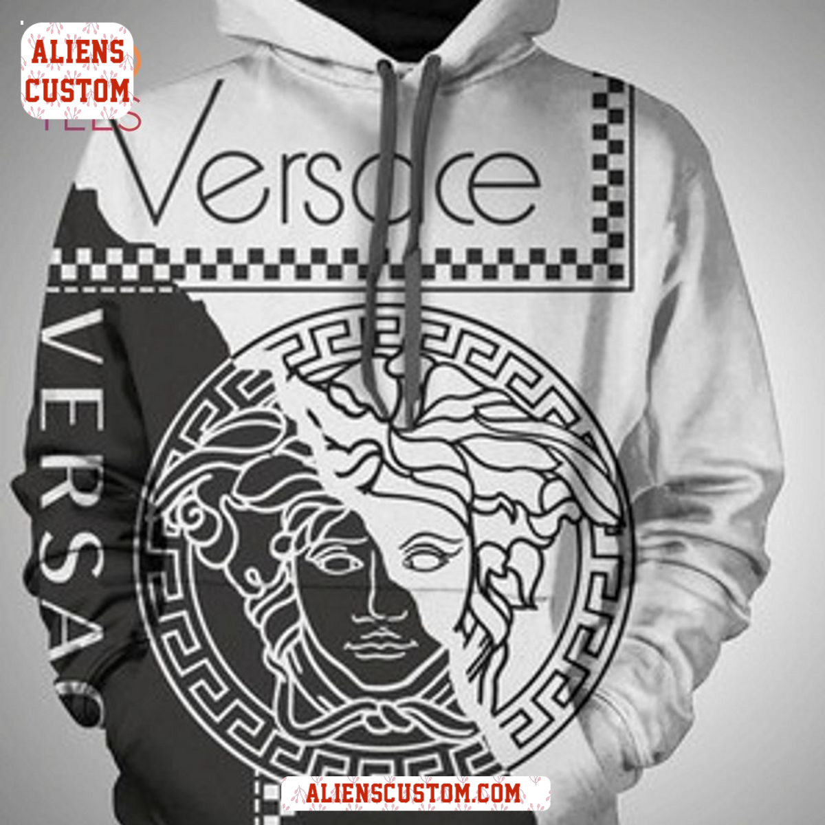Alienscustom - Versace Black White Luxury French Fashion Hoodie Pants