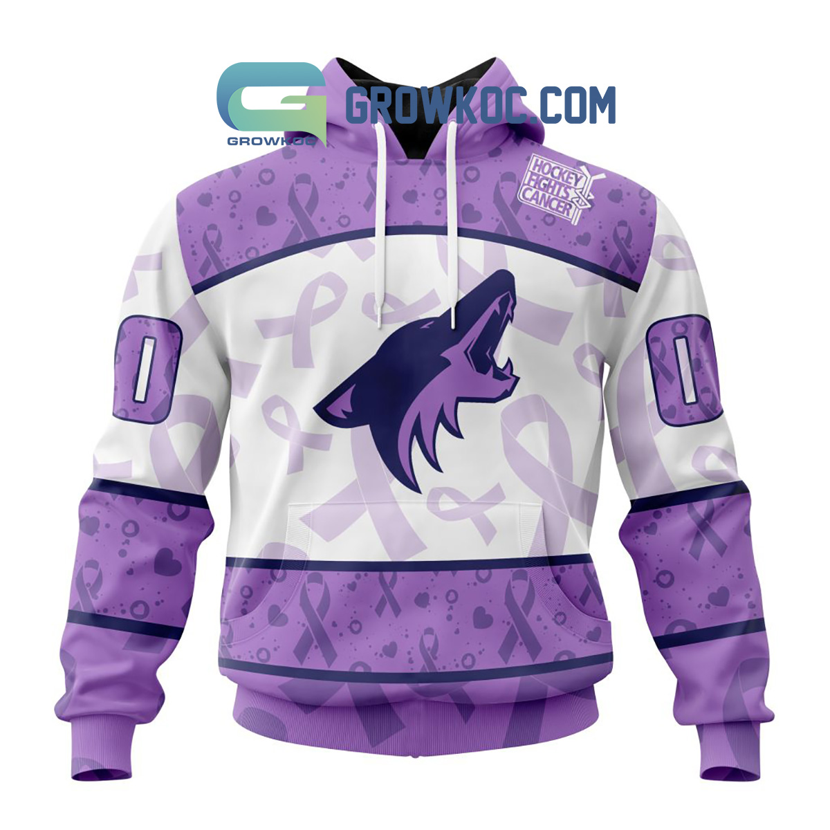 Arizona Coyotes Lavender Fight Cancer Personalized Hoodie Shirts