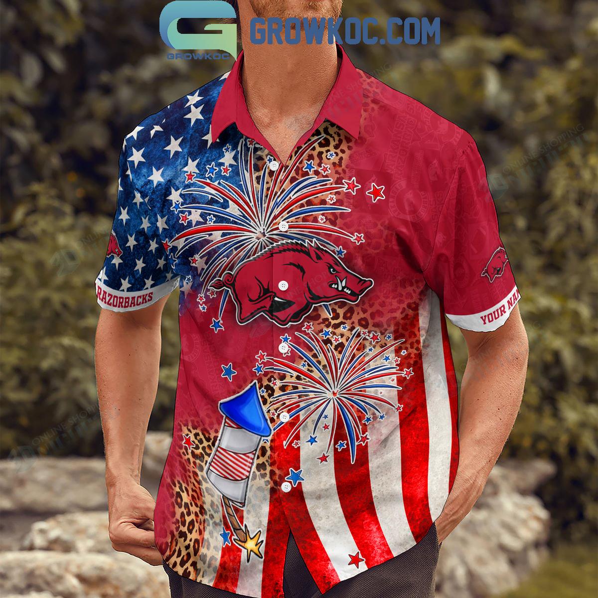 Arkansas Razorbacks Celebrating Happy 4th Of July Hawaiian Shirts