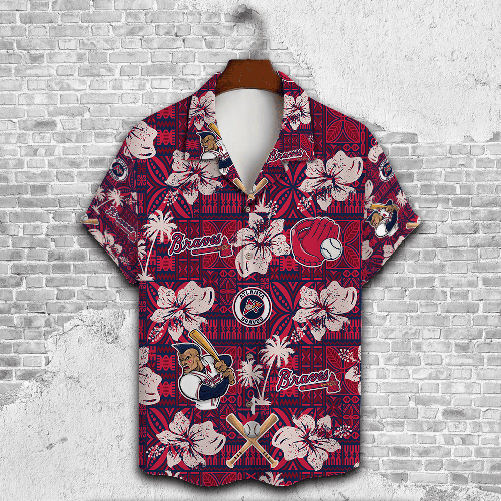 Atlanta Braves Hibiscus Pattern Vintage Hawaiian Shirt