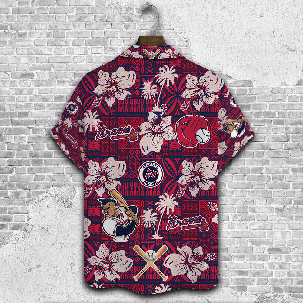 Atlanta Braves Hibiscus Pattern Vintage Hawaiian Shirt