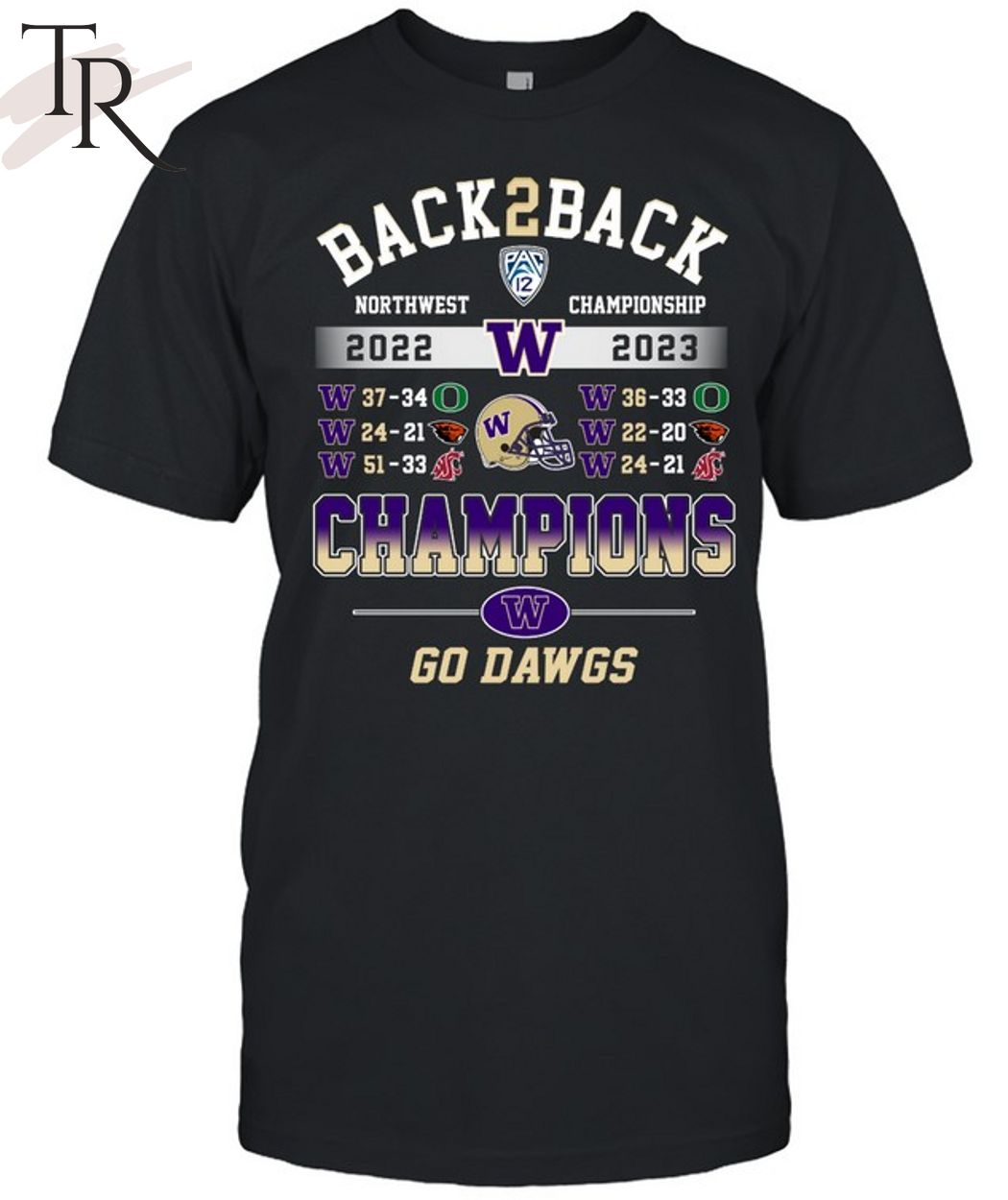 Back To Back North Championship 2022 - 2023 Champions Washington Huskies Go Dawgs T-Shirt